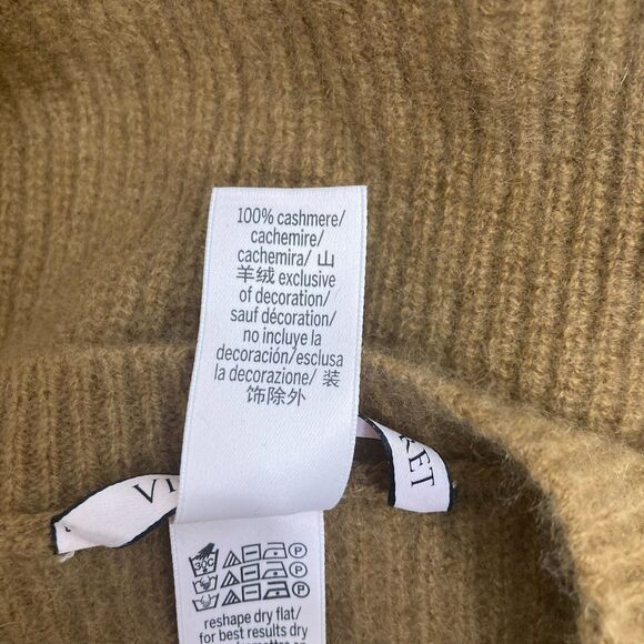 Victoria's Secret Cashmere Sweater Size M Striped Long Sleeve Camel VS Logo - Picture 15 of 16